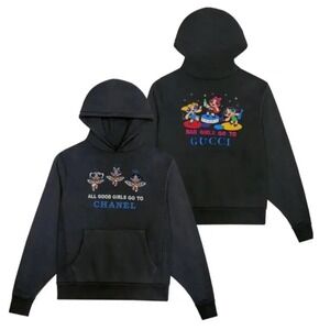 MEGA YACHT 2XL Black Graphic Hoodie Powerpuff Girls Print Cotton Made USA